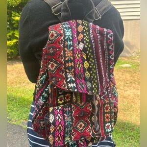 Multi-coloured boho backpack